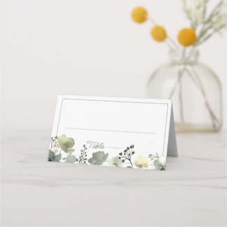 Olive Floral Wedding Place Card
