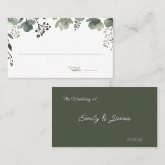 Olive Floral Wedding Place Card