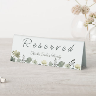 Olive Floral Wedding Table Tent