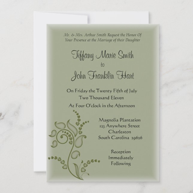 Olive Flower Wedding Invitations (Front)