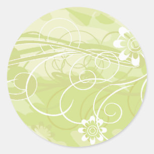 olive flowers classic round sticker