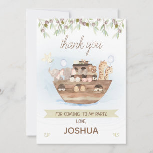 Olive Foliage Noah's Ark Boys Thank You Card