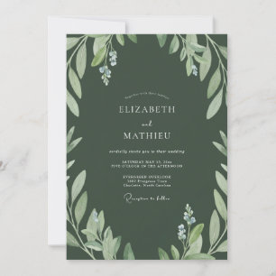 Olive Foliage Sage Wedding Invitation