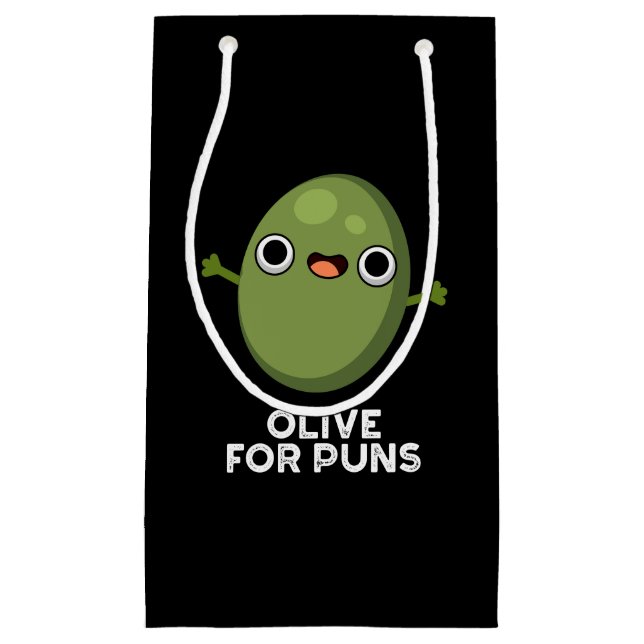 Olive For Puns Funny Olive Fruit Pun Dark BG Small Gift Bag (Front)