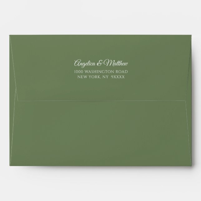 Olive Forest Green Color Wedding Envelope (Back (Top Flap))