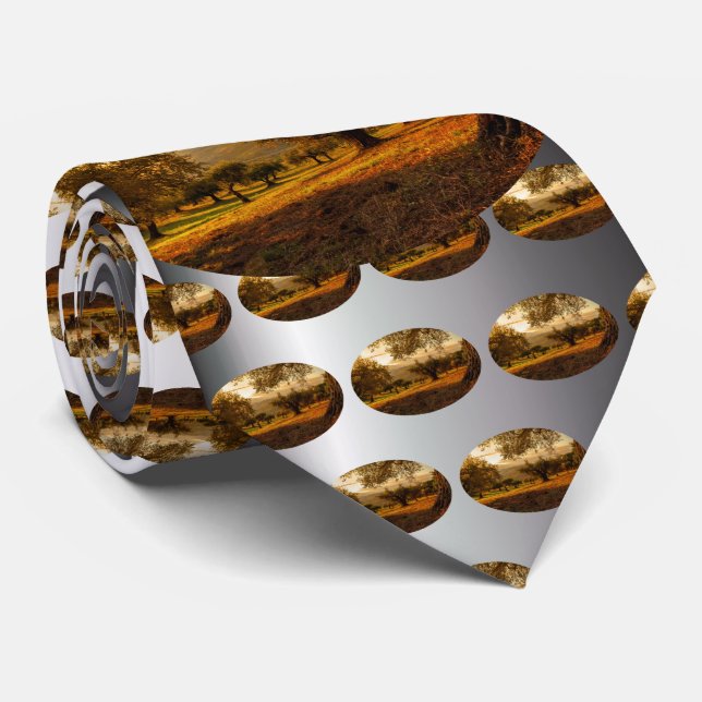 Olive Garden Plantation Sunset In Fall Neck Tie (Rolled)