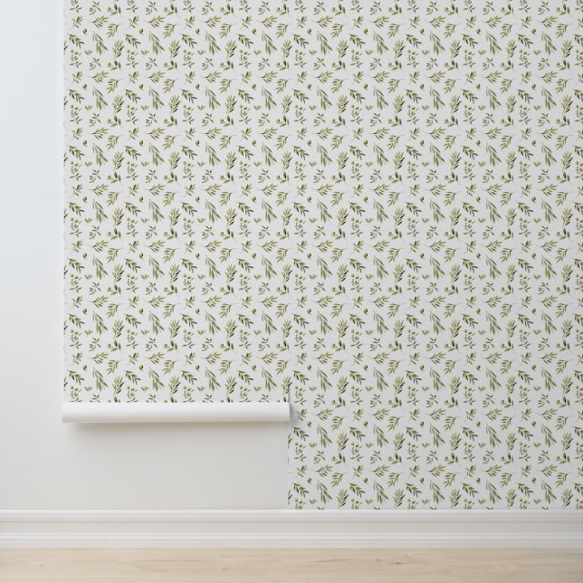 Olive Garden Watercolor Pattern Wallpaper (Application)