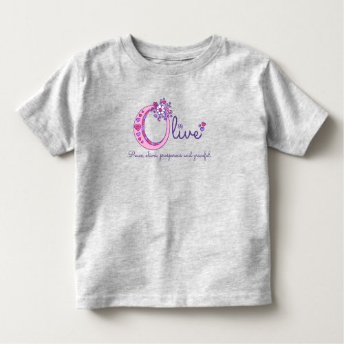 Olive girls name meaning letter O monogram apparel Toddler T_shirt