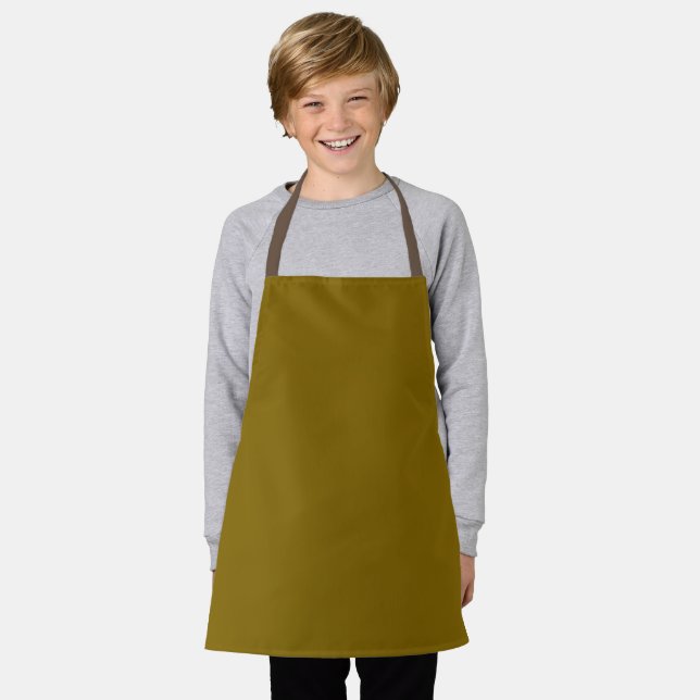 olive-gold apron designed for everyday use (Worn)