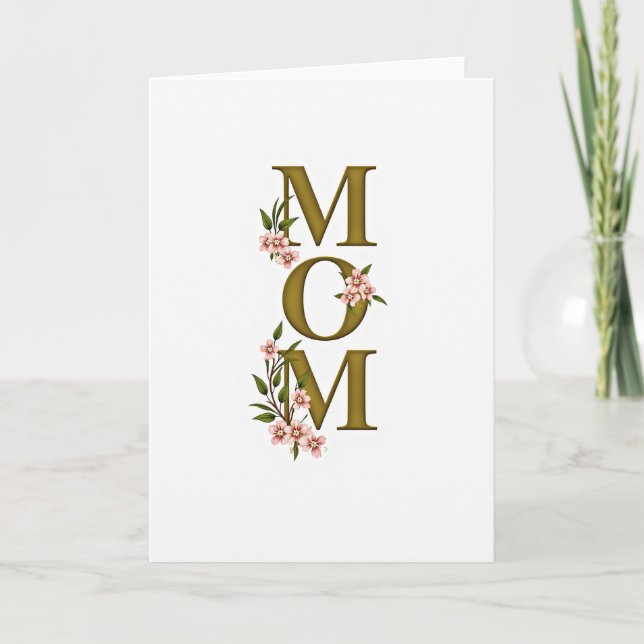 Olive Gold Floral Word Card (Front)