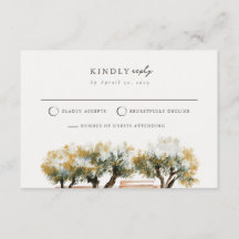 Olive Gold Grove North African Wedding RSVP Card 