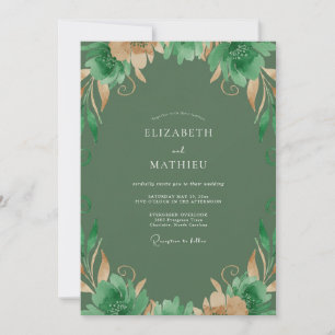 Olive Gold Painted Wedding Invitation