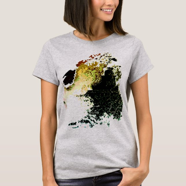 Olive Gold Tan Airbrush Paint Splashes MCM Look T-Shirt (Front)