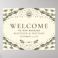 Olive Gothic Tarot Card Wedding Welcome Sign