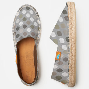 Olive Gray Mauve Taupe Beige Round Squares Art Espadrilles