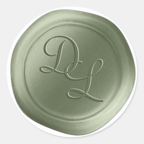 Olive Green 2 Letter Monogram Wax Seal Stickers