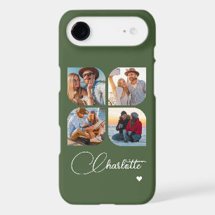 Olive Green 4 Photo Personalized Name iPhone 17 Air Case