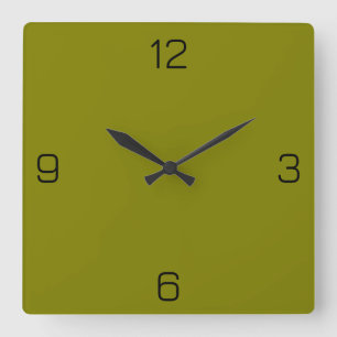 Olive Green 808000 Color - Option to Add Name Square Wall Clock