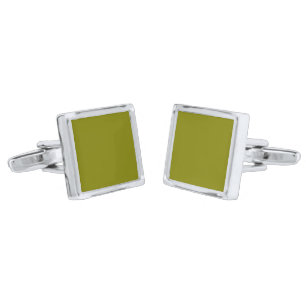 Olive Green 808000 Solid Color Design Cufflinks