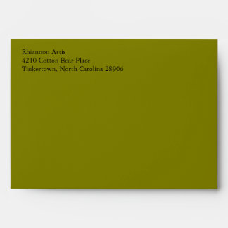 Olive Green A7 5x7 Envelopes With Return Address