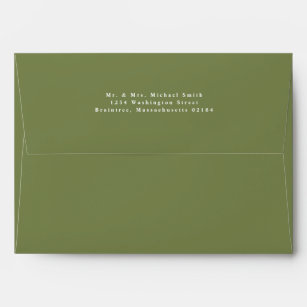 Olive Green A7 Envelope 5x7 with return address