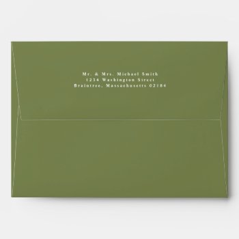 Olive Green A7 Envelope 5x7 With Return Address by labellarue at Zazzle
