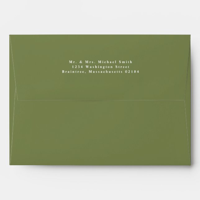 Olive Green A7 Envelope 5x7 with return address (Back (Top Flap))