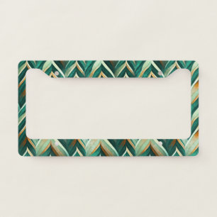 Olive Green Abstract Geometric Nature Pattern License Plate Frame