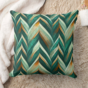 Olive Green Abstract Geometric Nature Pattern Throw Pillow
