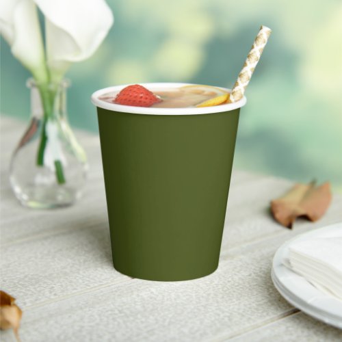 Olive Green Accent Color Ready to Customize Paper Cups