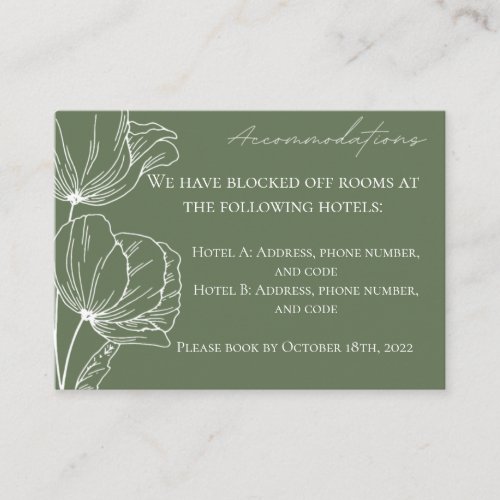 Olive Green Accomdations Card