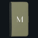 Olive  green - add monogram Samsung Galaxy S5 Wallet Case<br><div class="desc">This Wallet Case uses the color "Olive" (#6A6A45). Simple and elegant style by Alma Wad. Now, customize it with your monogram ! Ideal for him who love this harmonious hue of green color and classic feel . This color is frequently associated with the Libra zodiac sign. Consider this factor while...</div>