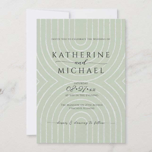 Olive green aesthetic Wedding Invitation (Front)