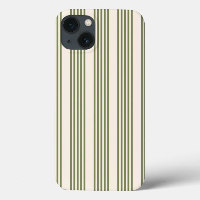 Olive green and beige five stripes pattern Case-Mate iPhone case (Back)