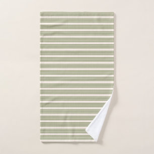 Olive green and beige five stripes pattern hand towel
