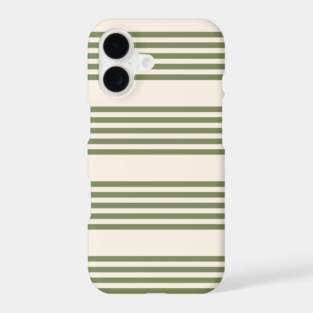 Olive green and beige five stripes pattern iPhone case (Back)