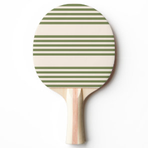 Olive green and beige five stripes pattern ping pong paddle