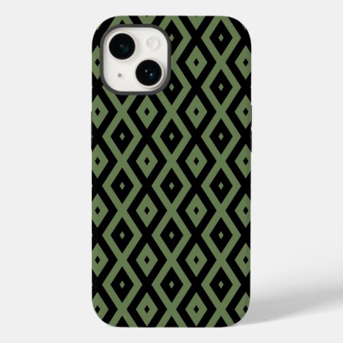 Olive green and black diamond pattern Case_Mate iPhone 14 case