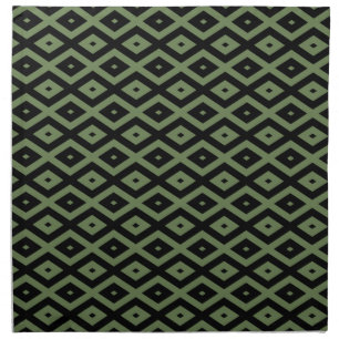 Olive green and black diamond pattern cloth napkin