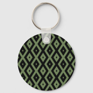 Olive green and black diamond pattern keychain