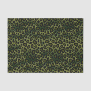 Olive Green and Black Leopard Animal Print Tissue Paper