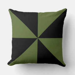 Olive Green and Black Pinwheel Throw Pillow