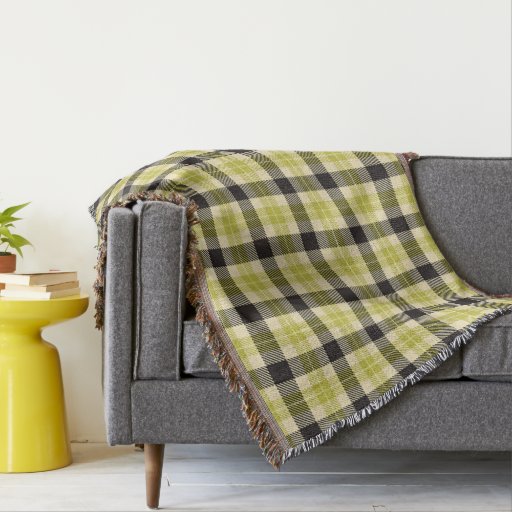 Olive Green and Black Tartan Plaid Throw Blanket | Zazzle