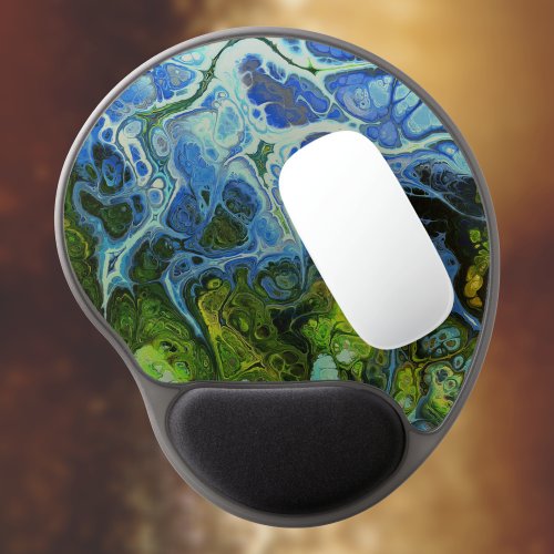 Olive Green and Blue Marble Swirl Mouse Pad