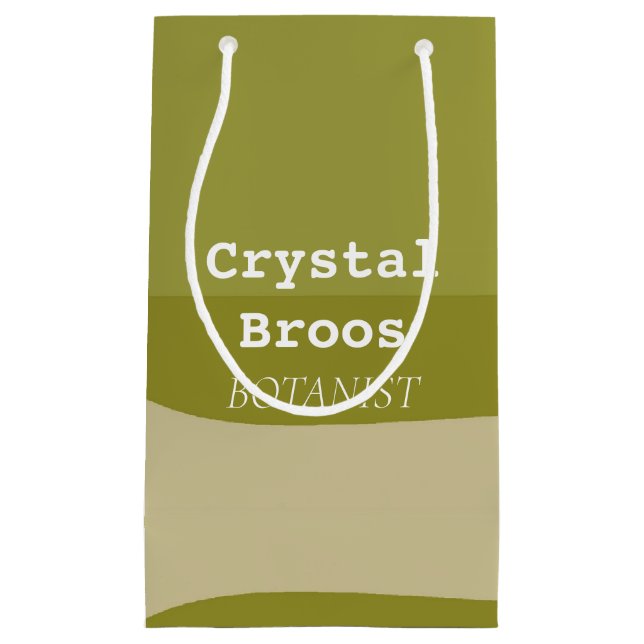 Olive green and brown pattern small gift bag (Front)