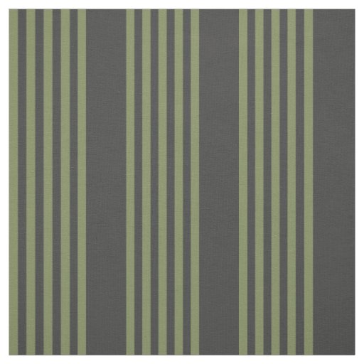 Olive green and charcoal five stripes pattern fabric