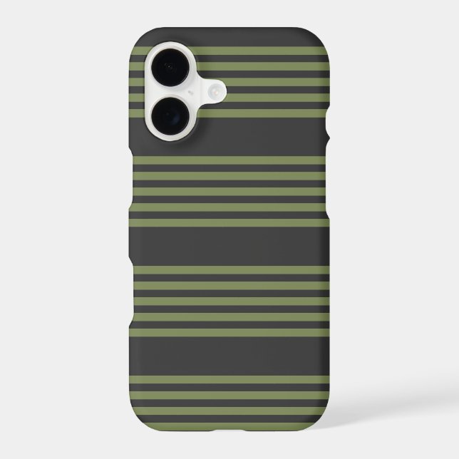 Olive green and charcoal five stripes pattern iPhone case (Back)