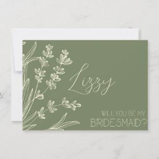 Olive Green and Cream Bridesmaid Proposal Invitation