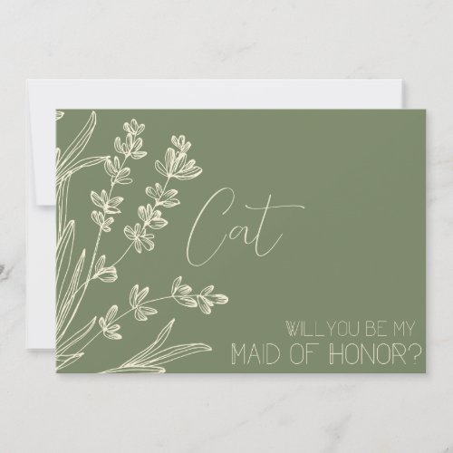 Olive Green and Cream Bridesmaid Proposal Invitation