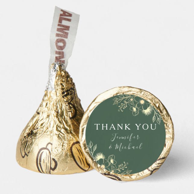 Olive Green and Gold Floral Wedding Candy Favors (Front)